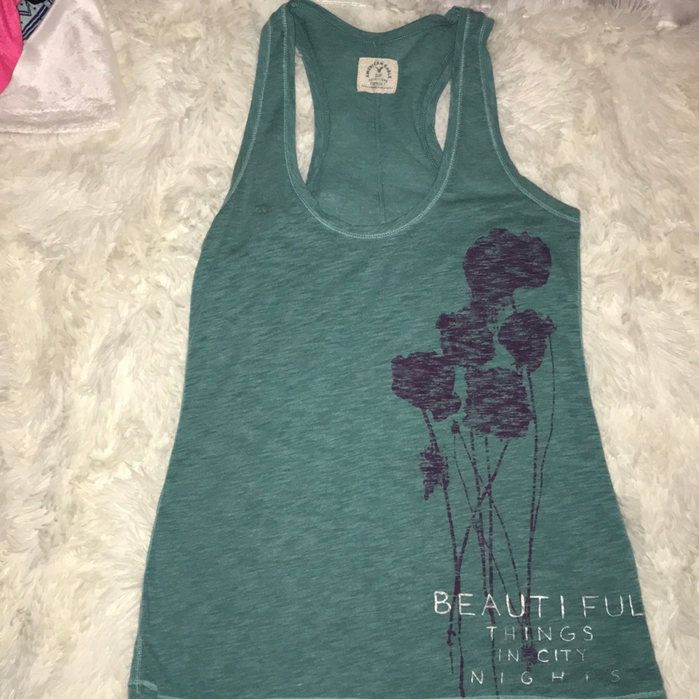 Flower, teal and purple, tank!